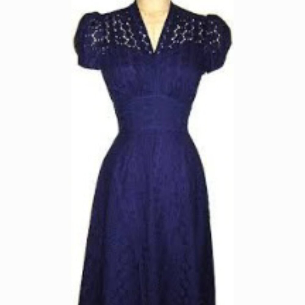 Trashy diva eyelet lace navy dress